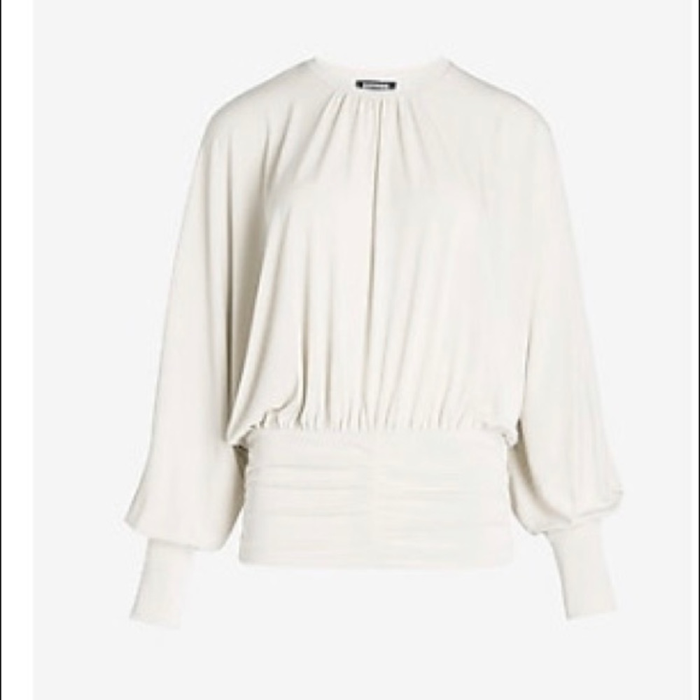 Ruched banded bottom dolman sleeve top